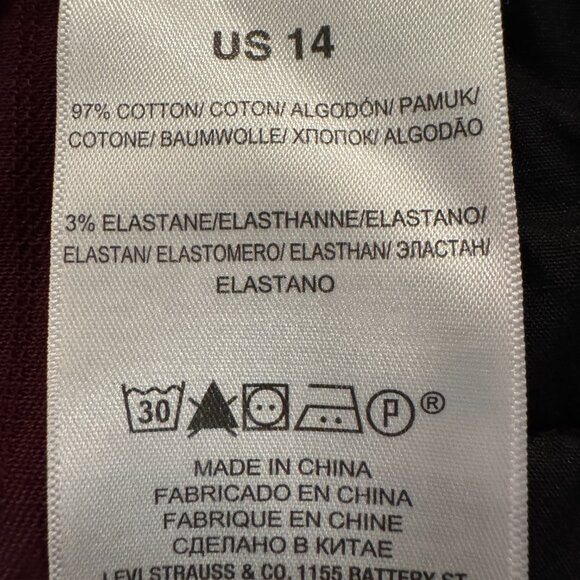 NEW Dockers Women’s 14 Burgundy Cotton Casual Chino Skirt 19.5” Knee Length - Picture 5 of 6